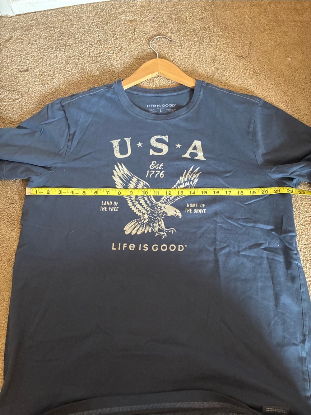 Life Is Good Navy Blue USA Eagle Graphic Short Sleeve Tee size L - Picture 5 of 5